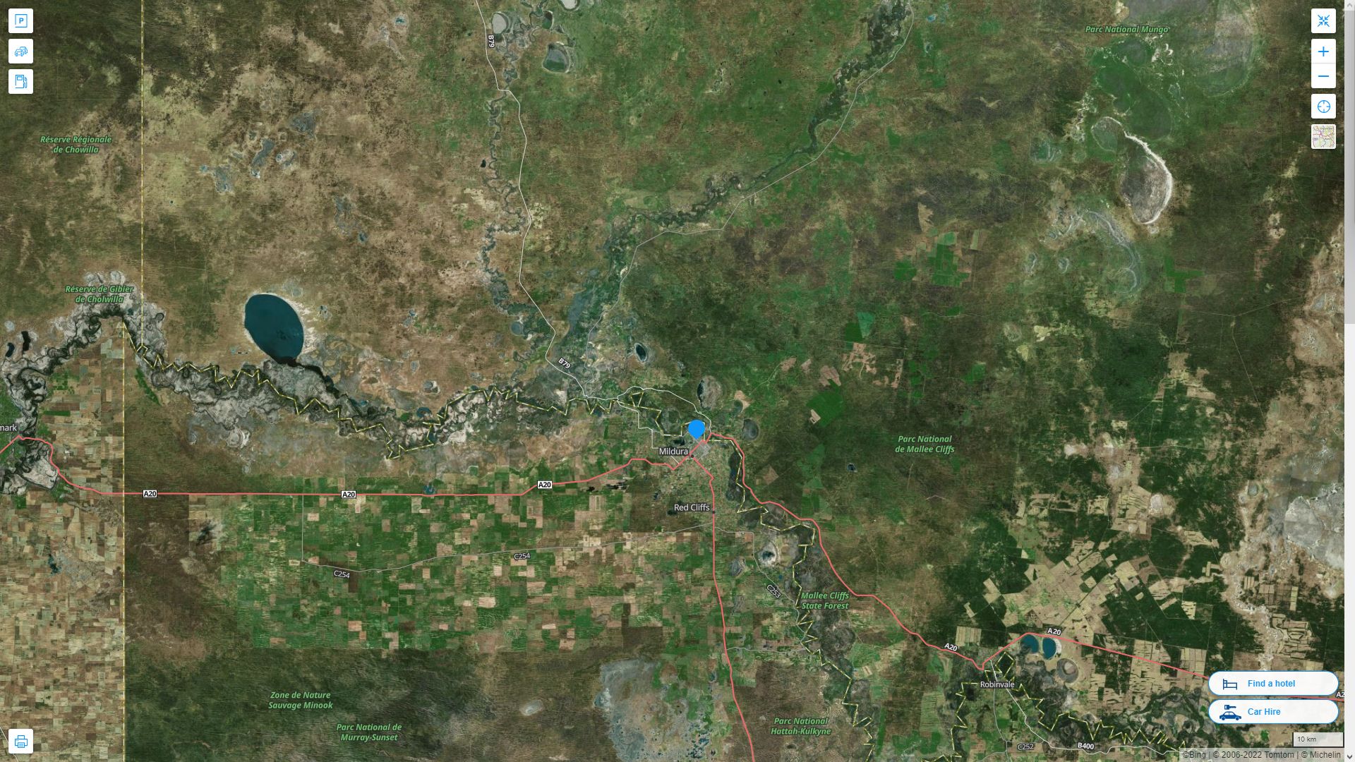 Mildura Highway and Road Map with Satellite View